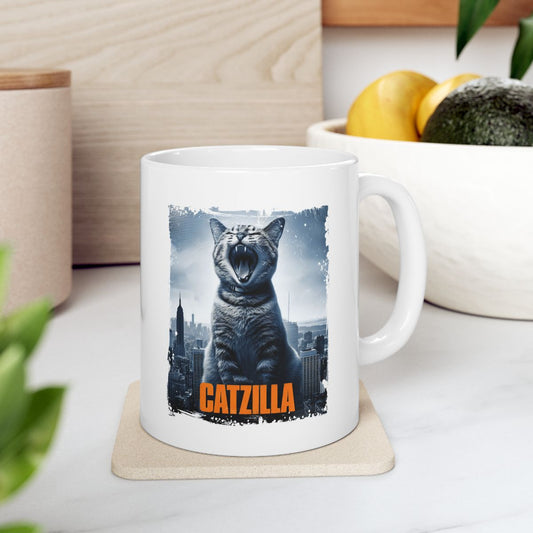 Catzilla White Coffee Mug