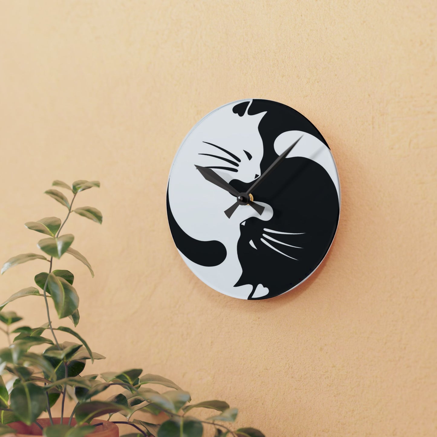 Yin Yang Kitties Clock