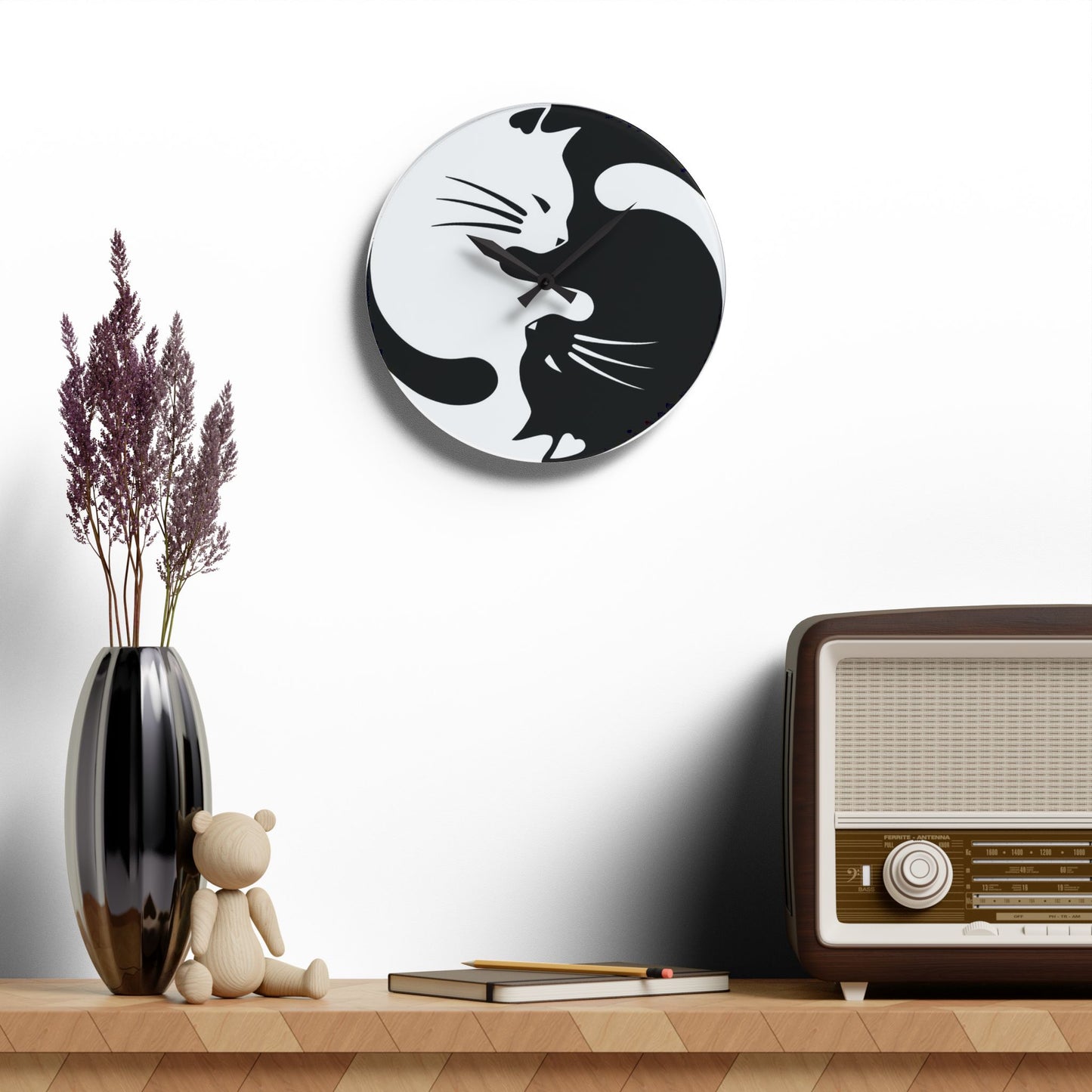 Yin Yang Kitties Clock