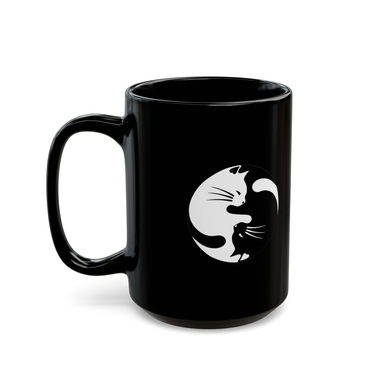 Yin Yang Kitties Black Cofee Mug