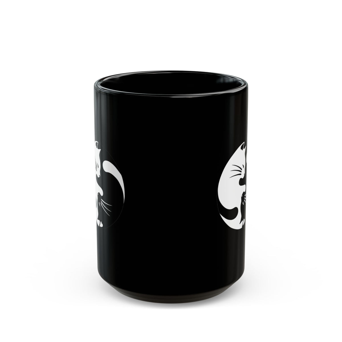 Yin Yang Kitties Black Cofee Mug