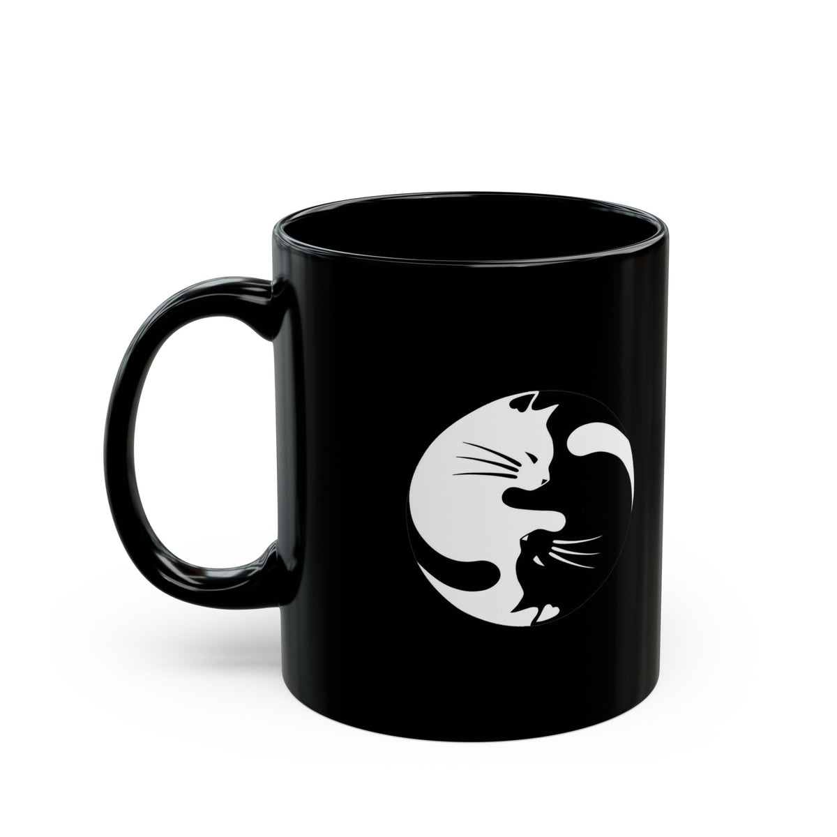 Yin Yang Kitties Black Cofee Mug
