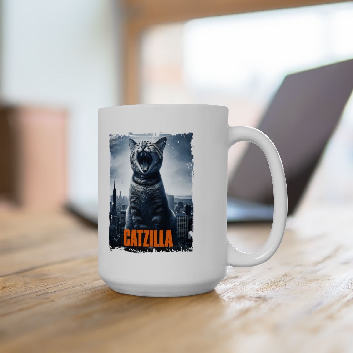 Catzilla White Coffee Mug