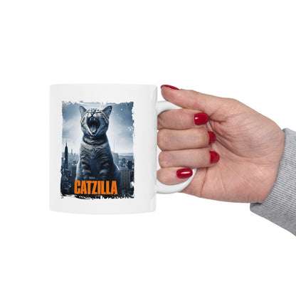Catzilla White Coffee Mug