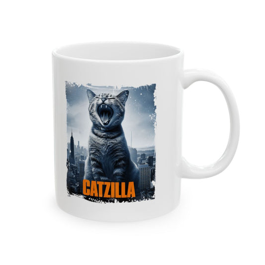 Catzilla White Coffee Mug