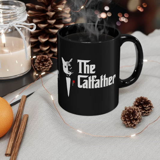 The Catfather Black Cofee Mug