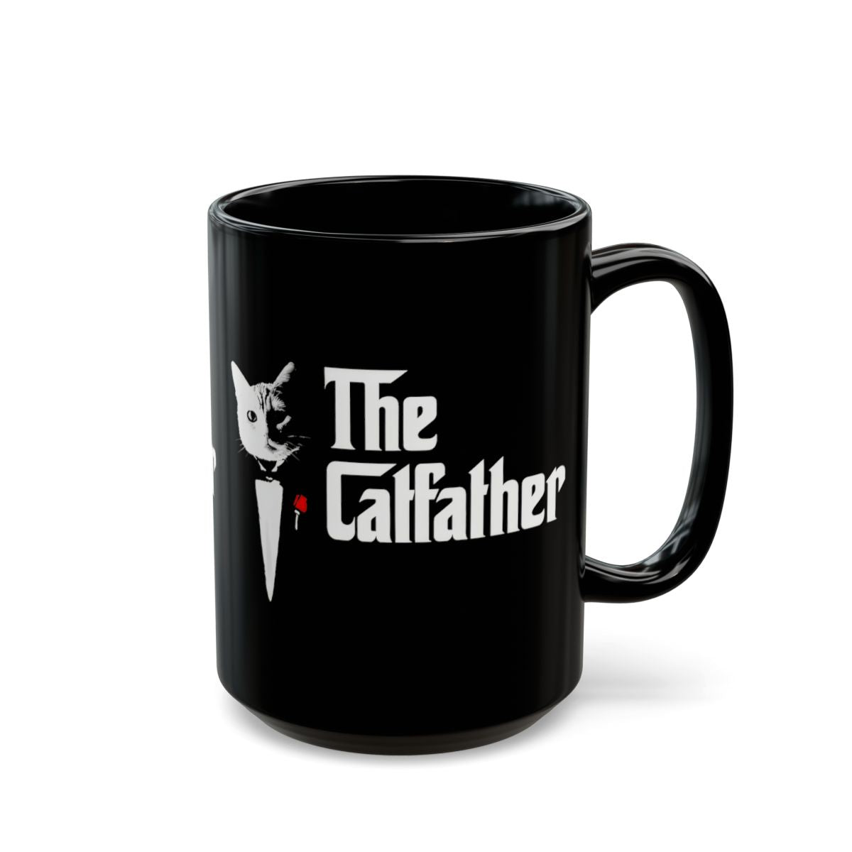 The Catfather Black Cofee Mug